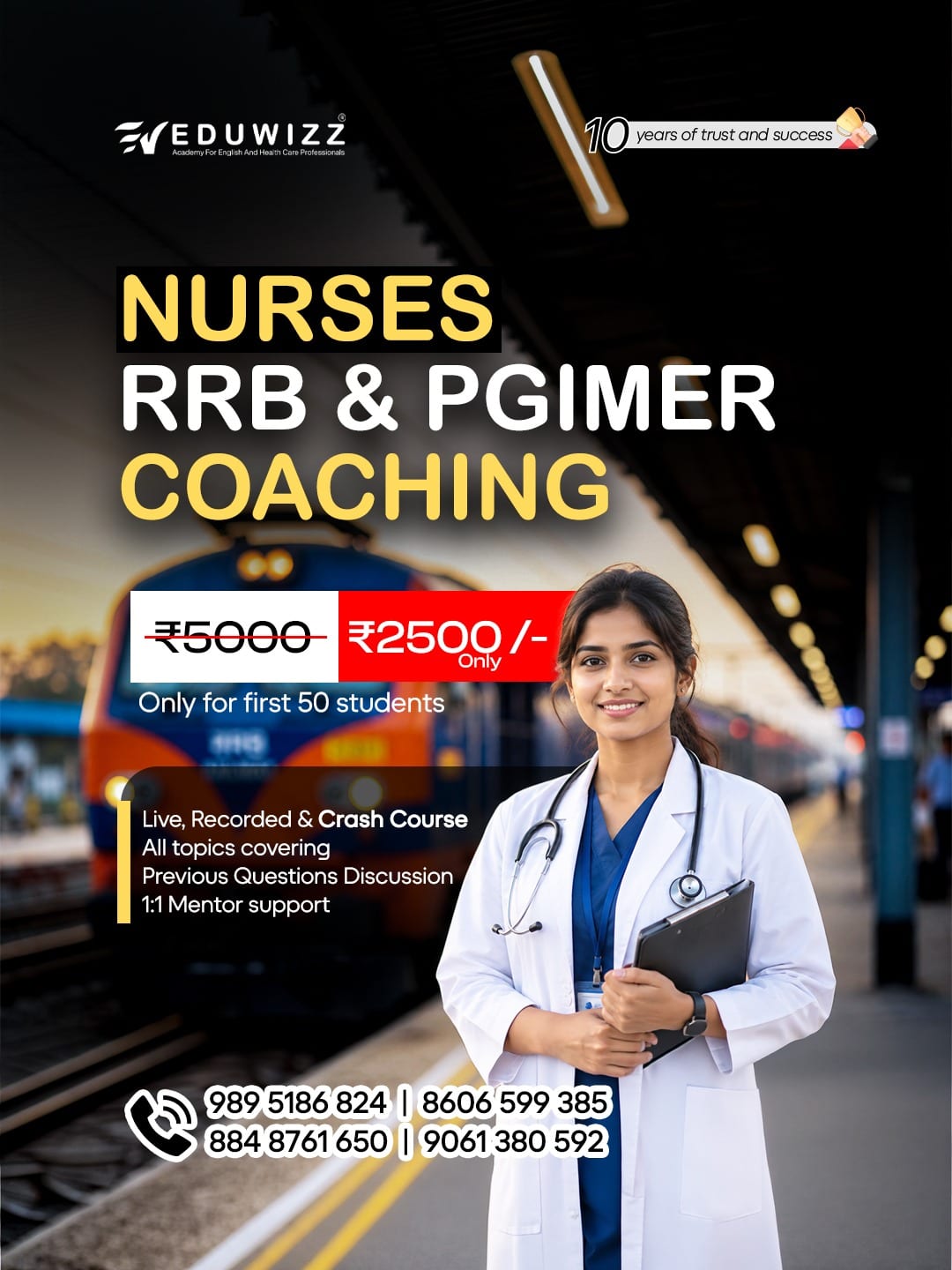 Nurses RRB and PGIMER coaching, Rs 2500 instead of Rs 5000 for the first 50 students